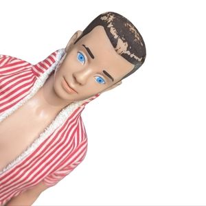 1960 Vintage Barbie's Ken MADE IN USA Brunette with Original Swimsuit Top Trunks